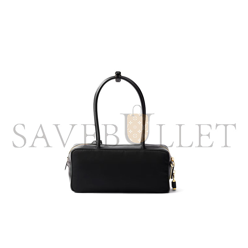 PRADA RE-NYLON AND LEATHER SMALL TOP-HANDLE BAG WITH PADLOCK 1BB133 (28*13*8cm)
